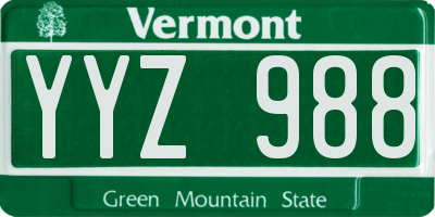 VT license plate YYZ988
