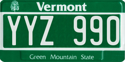 VT license plate YYZ990