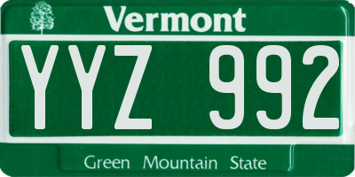 VT license plate YYZ992
