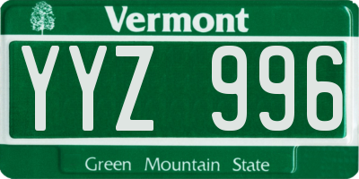 VT license plate YYZ996