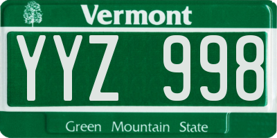 VT license plate YYZ998
