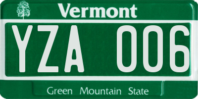 VT license plate YZA006