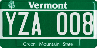 VT license plate YZA008