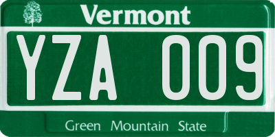 VT license plate YZA009