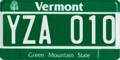 VT license plate YZA010