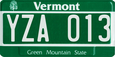 VT license plate YZA013