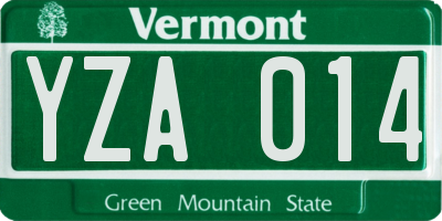 VT license plate YZA014
