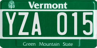 VT license plate YZA015
