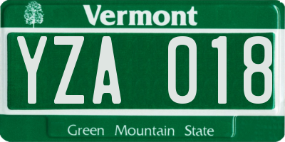 VT license plate YZA018