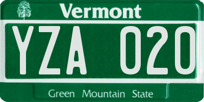 VT license plate YZA020