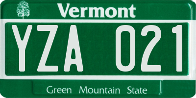 VT license plate YZA021