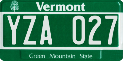 VT license plate YZA027
