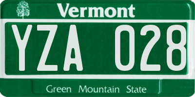 VT license plate YZA028