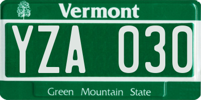 VT license plate YZA030