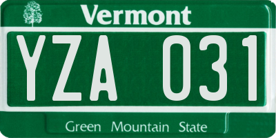 VT license plate YZA031