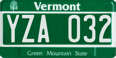VT license plate YZA032
