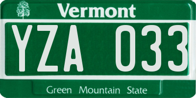 VT license plate YZA033