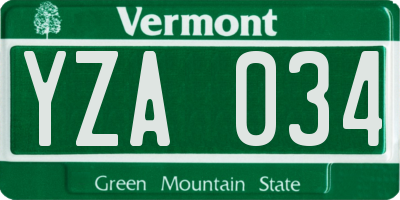 VT license plate YZA034