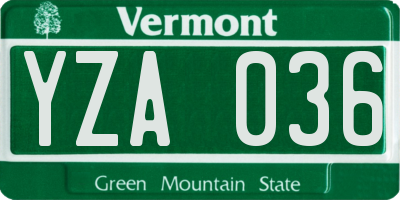 VT license plate YZA036