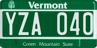 VT license plate YZA040