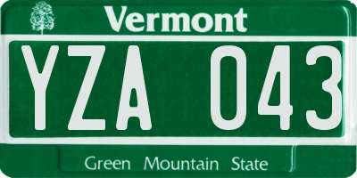 VT license plate YZA043