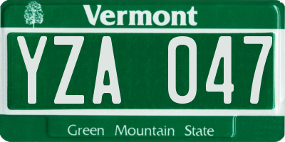 VT license plate YZA047