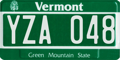 VT license plate YZA048
