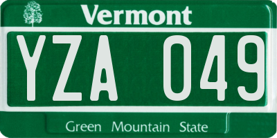 VT license plate YZA049