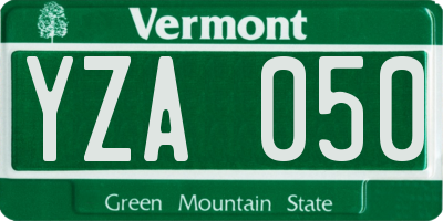 VT license plate YZA050