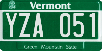 VT license plate YZA051