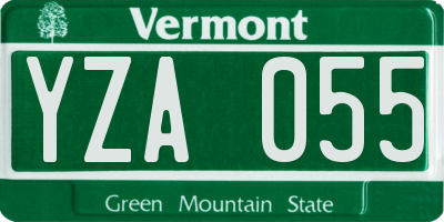 VT license plate YZA055