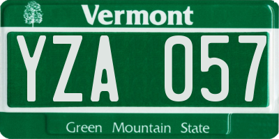 VT license plate YZA057