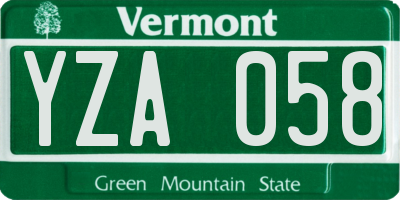 VT license plate YZA058