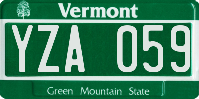 VT license plate YZA059