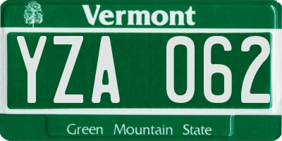 VT license plate YZA062