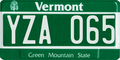 VT license plate YZA065