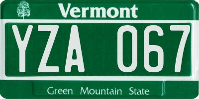 VT license plate YZA067