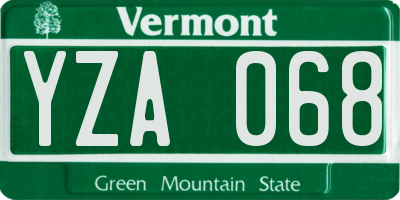 VT license plate YZA068