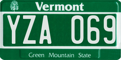 VT license plate YZA069