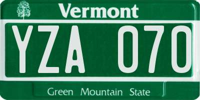 VT license plate YZA070
