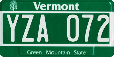 VT license plate YZA072