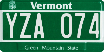 VT license plate YZA074