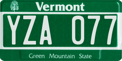 VT license plate YZA077