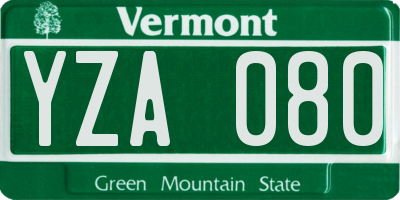 VT license plate YZA080