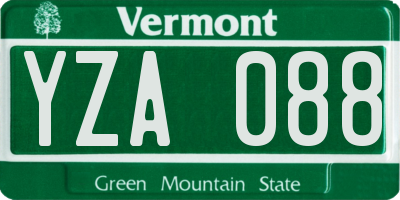 VT license plate YZA088