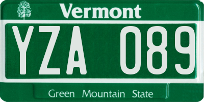 VT license plate YZA089