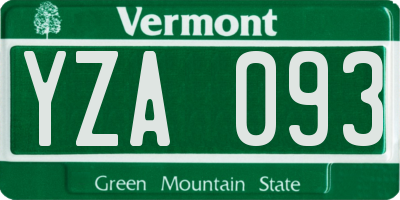 VT license plate YZA093