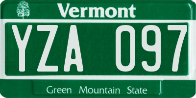 VT license plate YZA097