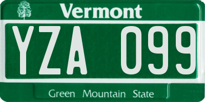 VT license plate YZA099