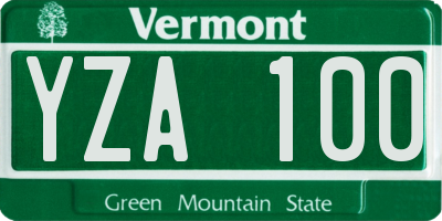 VT license plate YZA100